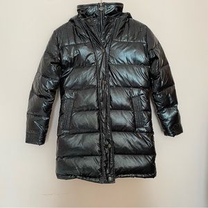 Kids Shiny Black Puffer Coat